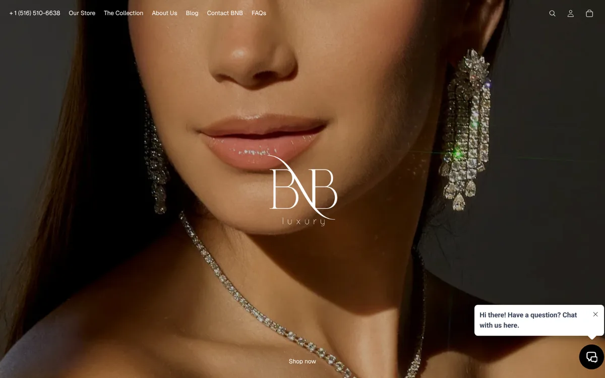 BNB Luxury website: an editorial jewelry storefront with full-bleed campaign imagery.